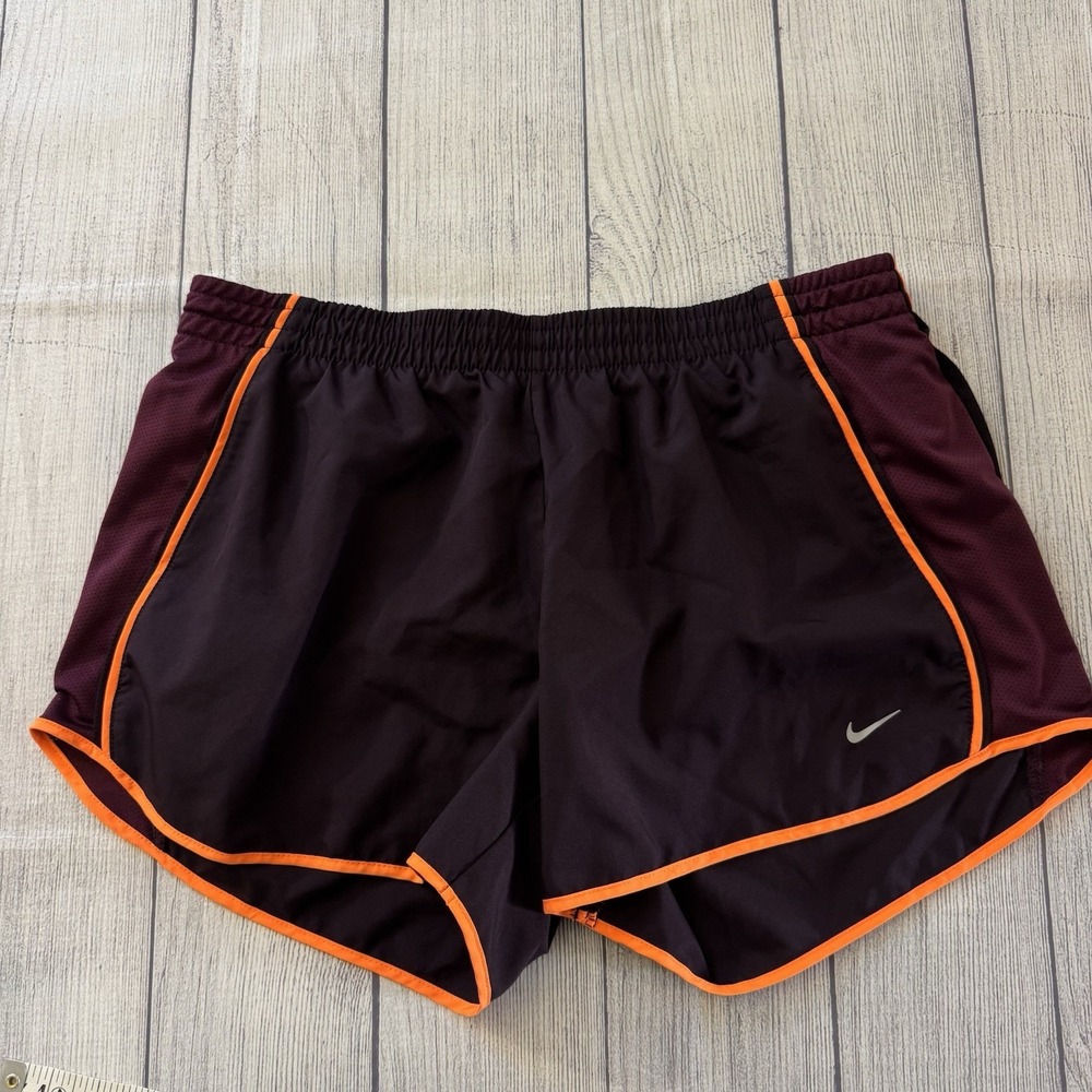 Nike Dry Fit Shorts Womens Size Large Waist 28 Purple & Orange Lined Activewear